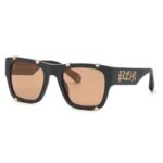 Philipp Plein Unisex Matte Dark Grey Gold Square Sunglass -SPP042W 54 L46G