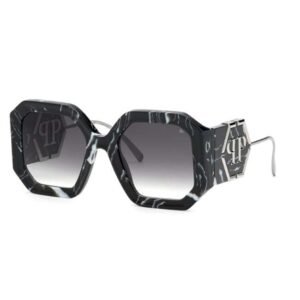 Philipp Plein Unisex Patterned Black Geometric Sunglass -SPP067 54 721