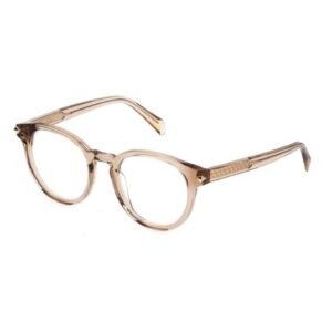 Police Unisex Oval Transparent Brown Eyeglass - VPLF30 48 07AY