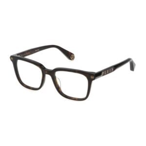 Philipp Plein Unisex Dark Tortoise Square Eyeglass -VPP015M 53 722