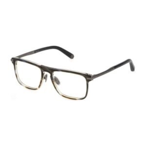 Philipp Plein Unisex Transparent Striped Grey Rectangle Eyeglass -VPP019M 53 9N3