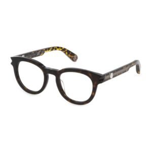 Philipp Plein Unisex Dark Tortoise Oval Eyeglass -VPP024V 49 722Y