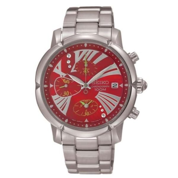 Seiko Discover More Women Red Dial Chronograph Watch - SNDY05P1