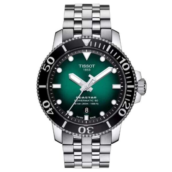 Tissot Seastar 1000 Powermatic 80 | Green Gradient Dial | Ceramic Bezel | T1204071109101