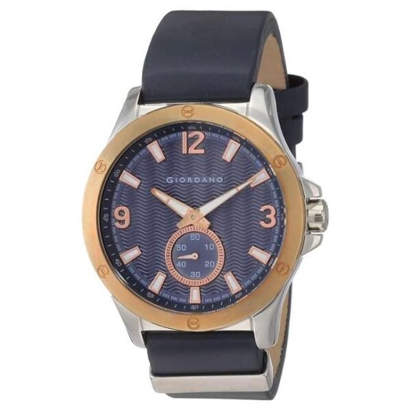 giordano blue rosegold men leather watch 1765-02