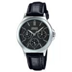 Casio Enticer Leather Band Women Black Watch A1149