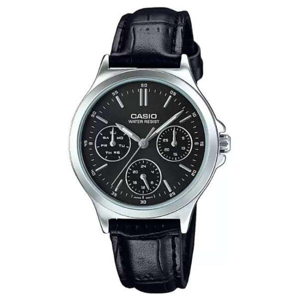 Casio Enticer Leather Band Women Black Watch A1149