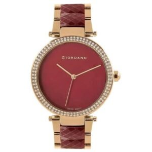 Giordano Womens Red Dial Metallic Analogue Watch - Gd-2073-33