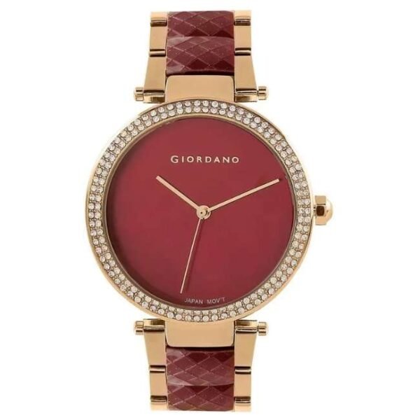 Giordano Womens Red Dial Metallic Analogue Watch - Gd-2073-33