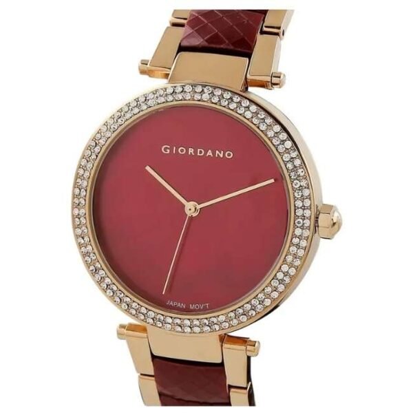 Giordano Womens Red Dial Metallic Analogue Watch - Gd-2073-33