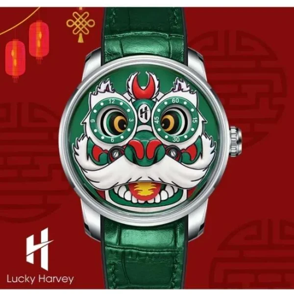 Lucky Harvey Fun Series Green Lion Dance Automatic Watch Lh/Gn/Ld-07