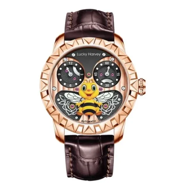 Lucky Harvey Fun Series Rose Gold Honey Bee Automatic Watch Lh/Rg/Be-02