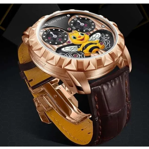 Lucky Harvey Fun Series Rose Gold Honey Bee Automatic Watch Lh/Rg/Be-02