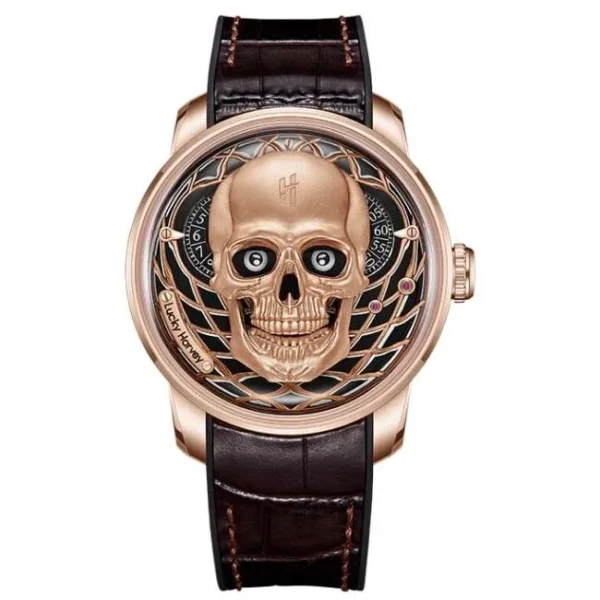 Lucky Harvey Craftmanship Series Rose Gold Skull Limited Edition Automatic Watch Lh/Rg/Sl-28