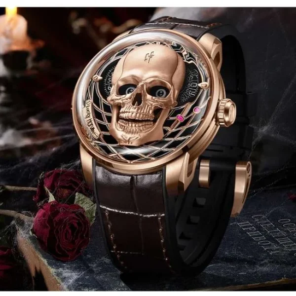 Lucky Harvey Craftmanship Series Rose Gold Skull Limited Edition Automatic Watch Lh/Rg/Sl-28