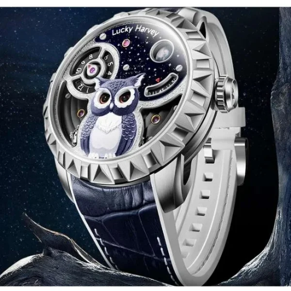 Lucky Harvey Fun Series Silver Owl Automatic Watch Lh/S/Ol-05
