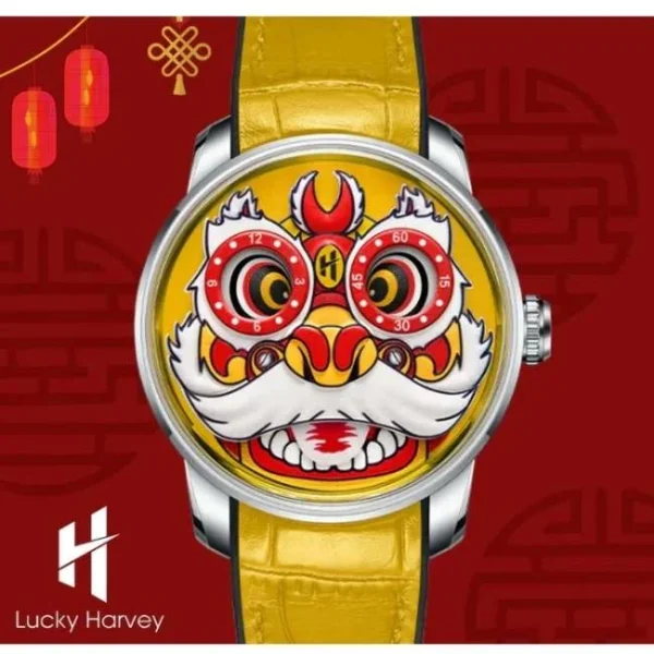 Lucky Harvey Fun Series Yellow Lion Dance Automatic Watch Lh/Y/Ld-09