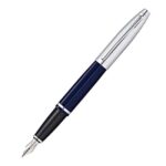Cross Calais Chrome & Blue Lacquer Fountain Pen Medium Nib AT0116-3
