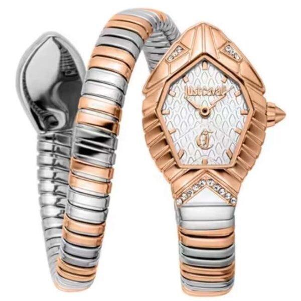 Just Cavalli Women Two Tone Silver & Rose Gold Color Watch JC1L356M0065