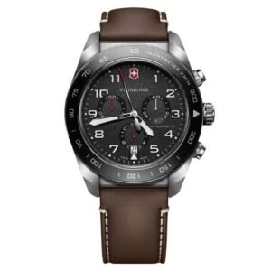 Victorinox Leather Black Watch 242046