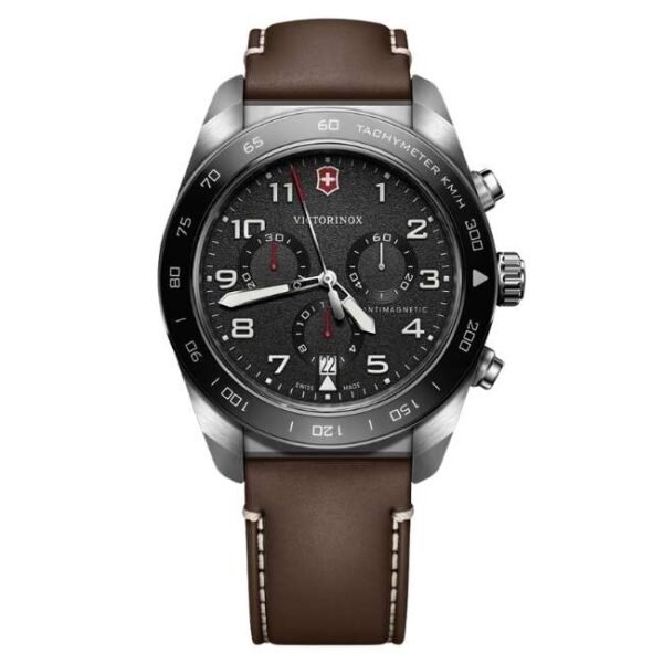 Victorinox Leather Black Watch 242046