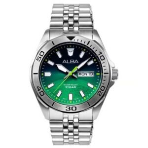 Alba Silver Stainless Steel Green Dial Men's Watch Av3579X1