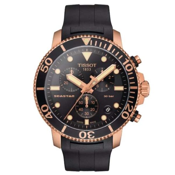 Tissot Seastar 1000 Chronograph Black & Rose Gold | 300m Diver | T1204173705100
