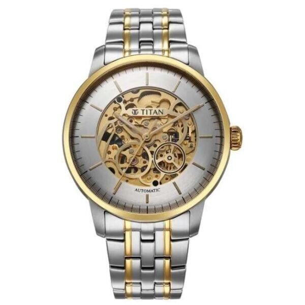 Titan Golden Heart Stainless Steel  Yellow Gold Men Watch 90110Bm01