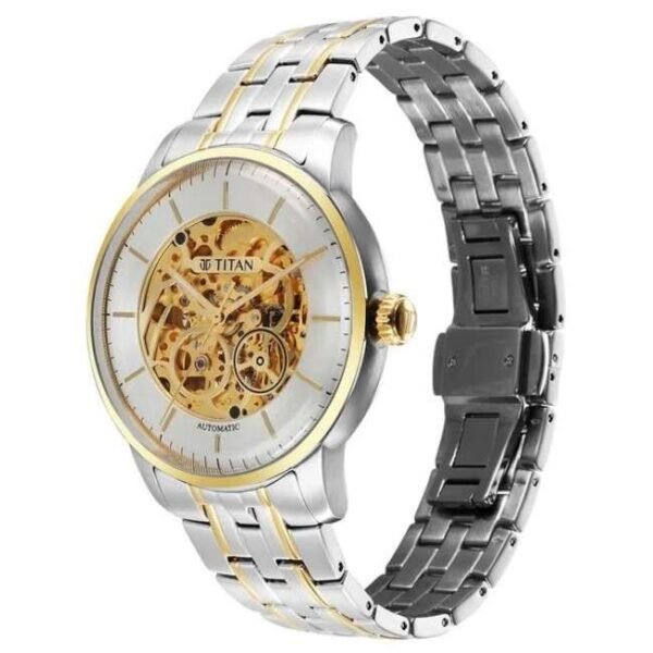 Titan Golden Heart Stainless Steel  Yellow Gold Men Watch 90110Bm01