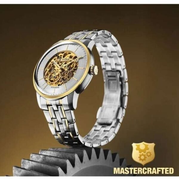 Titan Golden Heart Stainless Steel  Yellow Gold Men Watch 90110Bm01