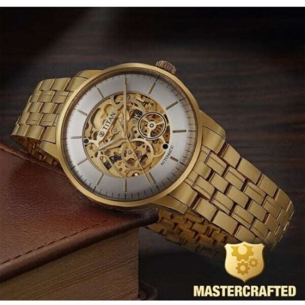 Titan Golden Heart Stainless Steel  Yellow Gold Men Watch 90110Ym01