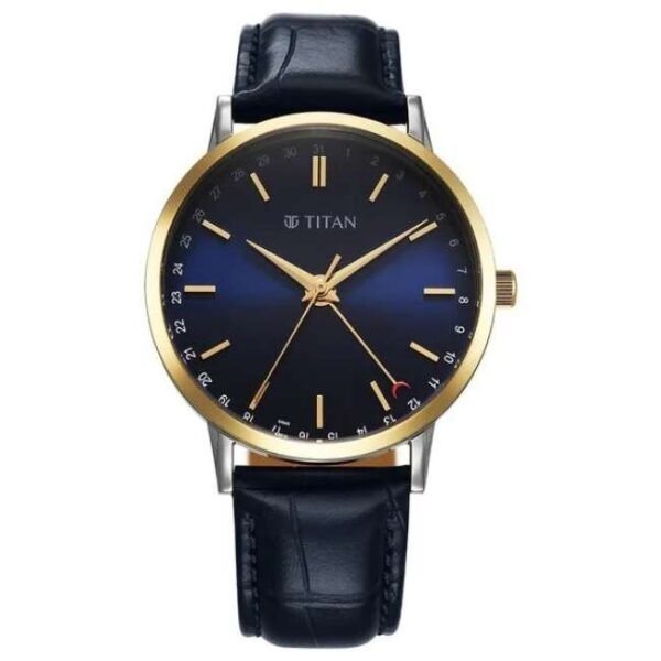 Titan Elegance Leather Blue Men Watch 90202Bl01