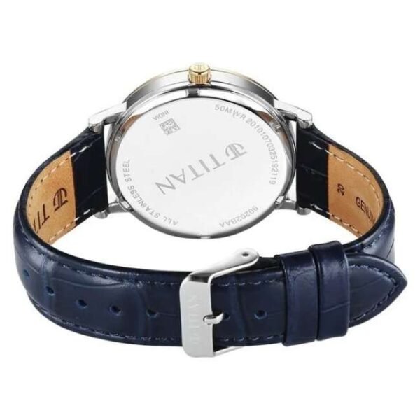 Titan Elegance Leather Blue Men Watch 90202Bl01