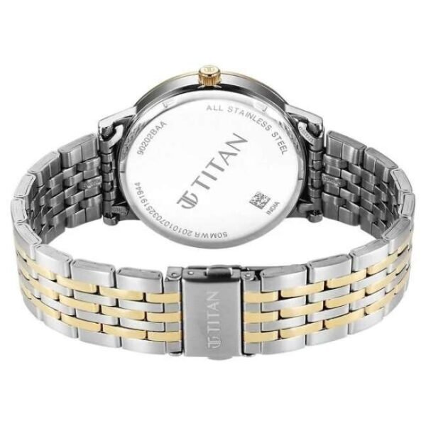 Titan Elegance Stainless Steel Yellow Gold Men Watch 90202Bm01