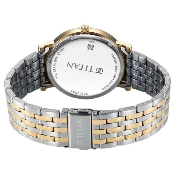 Titan Elegance Stainless Steel Yellow Gold Men Watch 90203Bm01