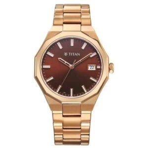 Titan Dodecagon Stainless Steel Yellow Gold Men Watch 90212Wm01