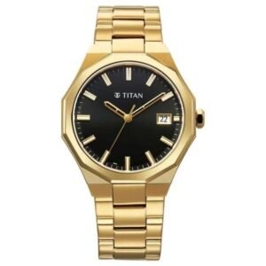 Titan Dodecagon Stainless Steel Rose Gold Men Watch 90212Ym01