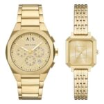 Armani Exchange Rafael Stainless Steel Gold Couple Watch AX7171SET