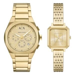 Armani Exchange Rafael Stainless Steel Gold Couple Watch AX7171SET