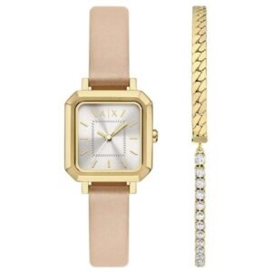 Armani Exchange Leila Leather Nude Women Watch AX7172SET