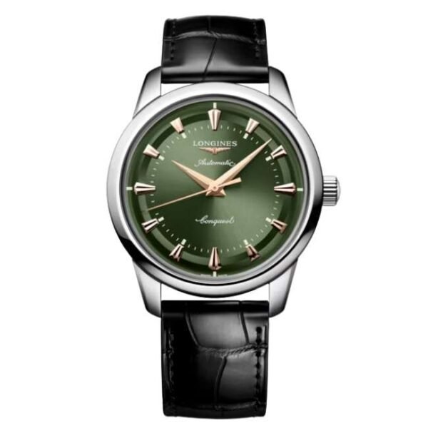 longines black alligator strap men watch l16504022