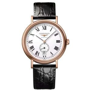 longines black leather men watch l49041112