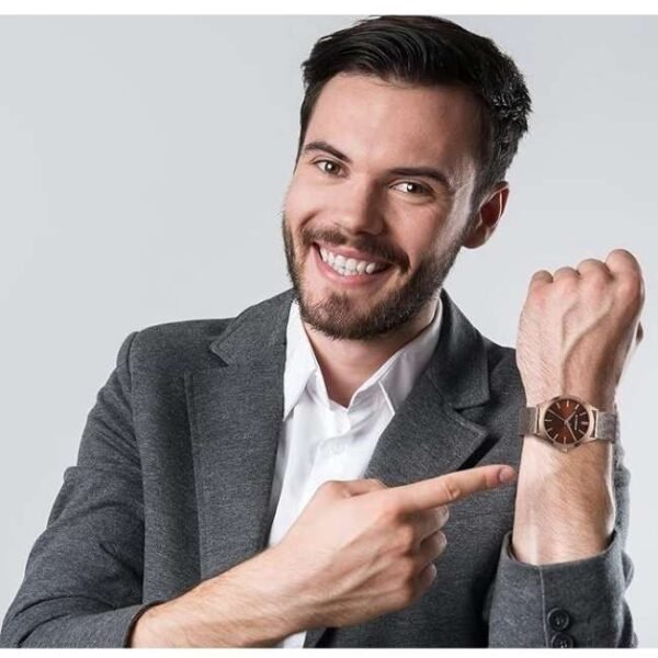 giordano brown men mesh metal watch a1051-44