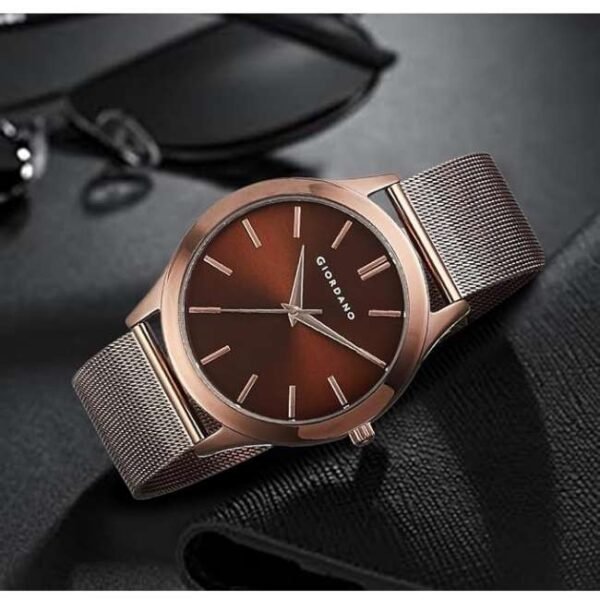 giordano brown men mesh metal watch a1051-44