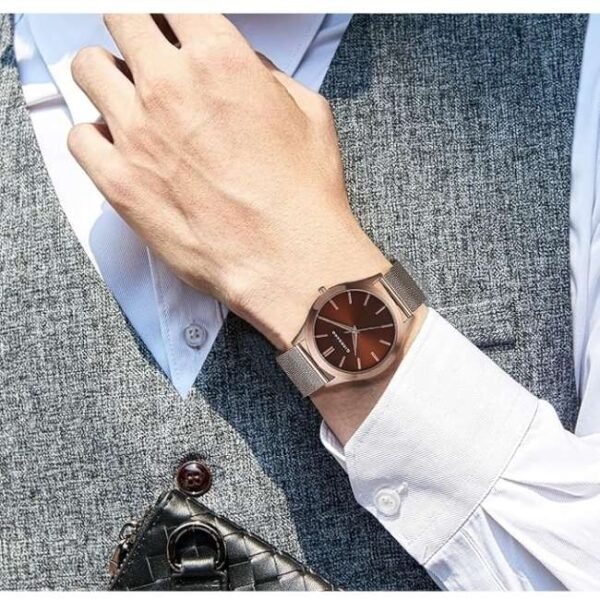 giordano brown men mesh metal watch a1051-44