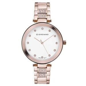 giordano rosegold white women metal watch a2037-33