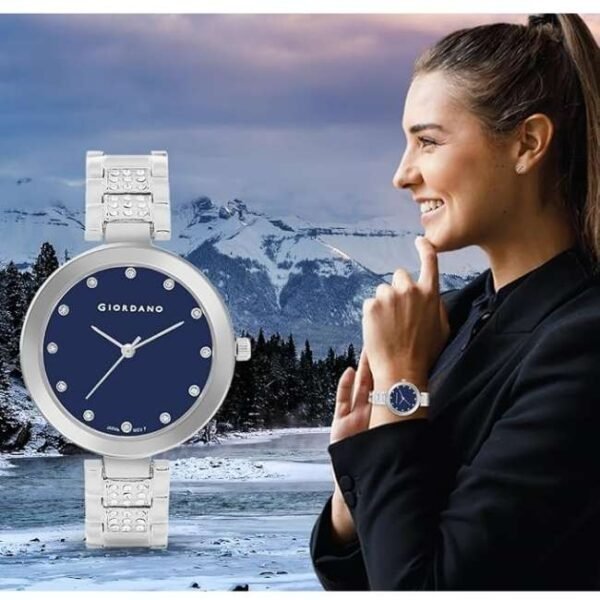 giordano silver blue women metal watch a2037-66