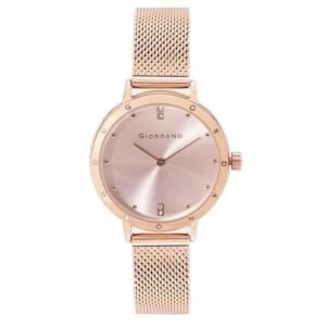 giordano pink women mesh metal watch a2085-11
