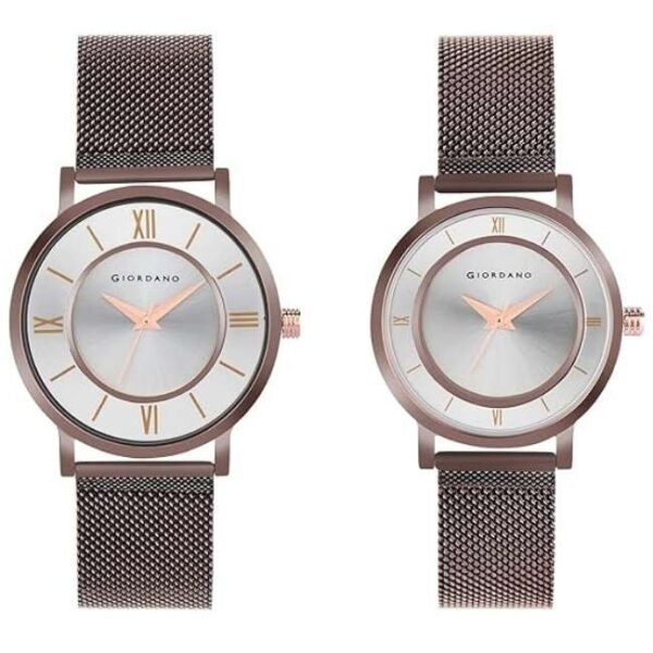 giordano silver pair mesh metal watch gd-1172-seta-33