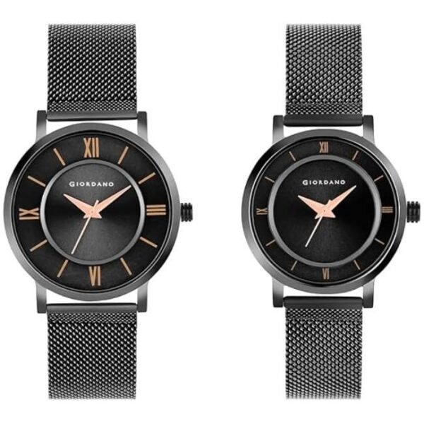 giordano gun pair mesh metal watch gd-1172-seta-66